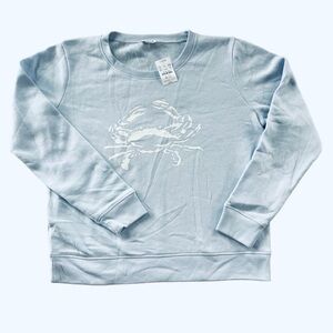 J.Crew Factory Crab Pullover Sweatshirt M Periwinkle Blue Long Sleeve NWT NEW